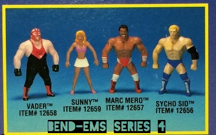 Just Toys Justoys Bend-Ems Bendems Bend Ems WWE WWF Bend-Ems Series 4 Vader Sunny Marc Mero Psycho Sid Figures