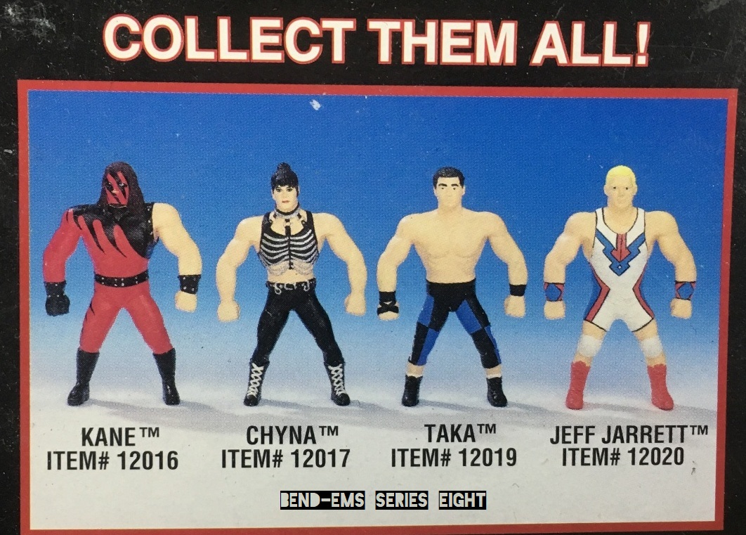Just Toys Justoys Bend-Ems Bendems Bend Ems WWE WWF Bend-Ems Series 8 Taka Michinoku Kane Jeff Jarrett Chyna