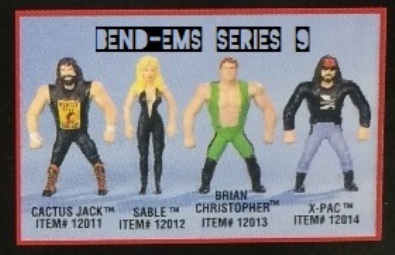 Just Toys Justoys Bend-Ems Bendems Bend Ems WWE WWF Bend-Ems Series 9 Cactus Jack Sable Brian Christopher X-Pac Figures