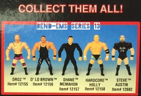 Just Toys Justoys Bend-Ems Bendems Bend Ems WWE WWF Bend-Ems Series 13 Droz Dlo Brown Shane McMahon Hardcore Holly Steve Austin Figures