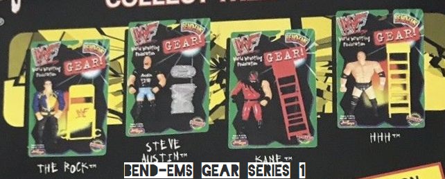 Just Toys Justoys Bend-Ems Bendems Bend Ems WWE WWF Bend-Ems Series Gear Road Dogg Triple H Kane The Rock Steve Austin Figures
