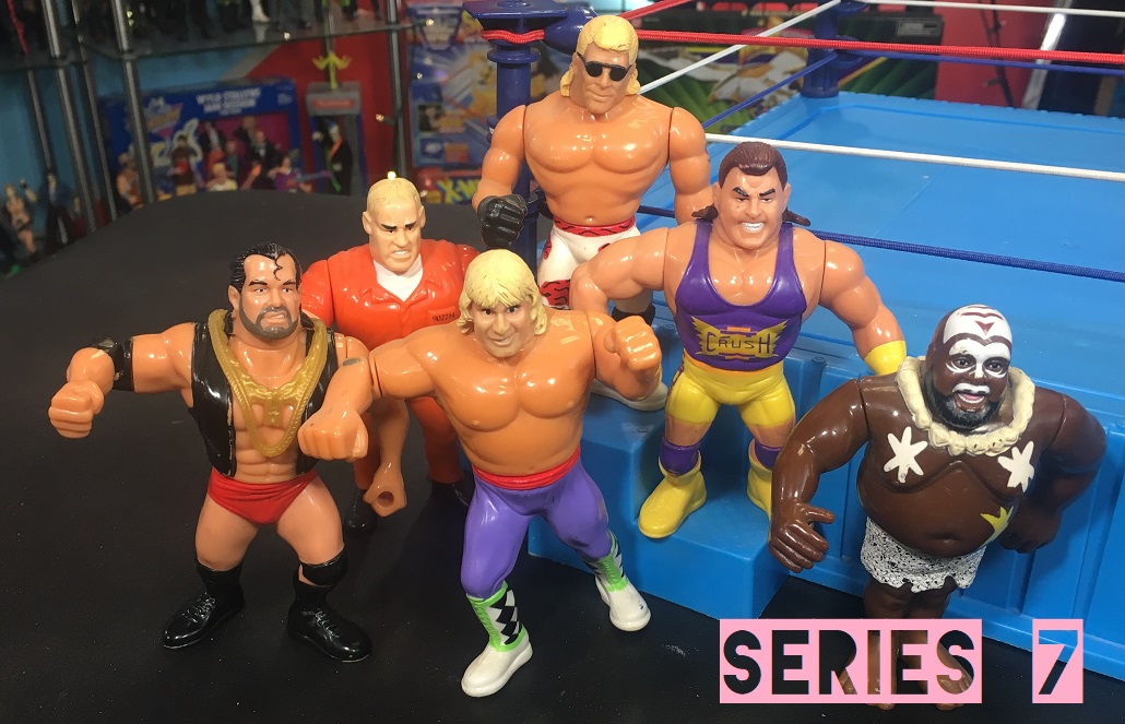 WWF Wrestling Hasbro WWE Hasbro Yellow Cards Series 7 Kona Crush, Kamala Moon Belly, Nailz, Owen Hart, Razor Ramon, and Shawn Michaels