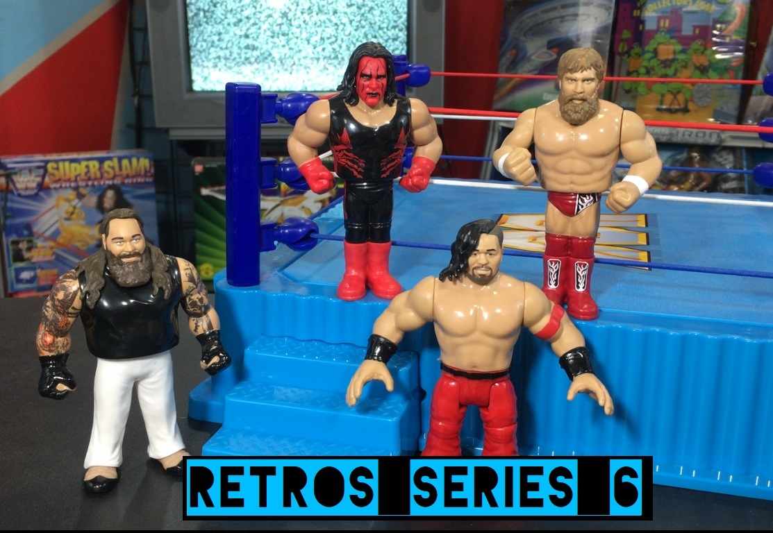 WWE Wrestling Mattel Retros Hasbro Style Series 6 Bray Wyatt Wolfpac Red Facepaint Sting Shinsuke Nakamura Daniel Bryan Figures Set Complete history database checklist