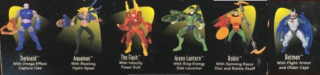 Total Justice Superman Aquaman The Flash Darkseid Batman Hasbro Kenner 1996 1997 1998 Figures Checklist Pictures Wave 1 Aquaman Batman Darkseid The Flash Green Lantern Robin