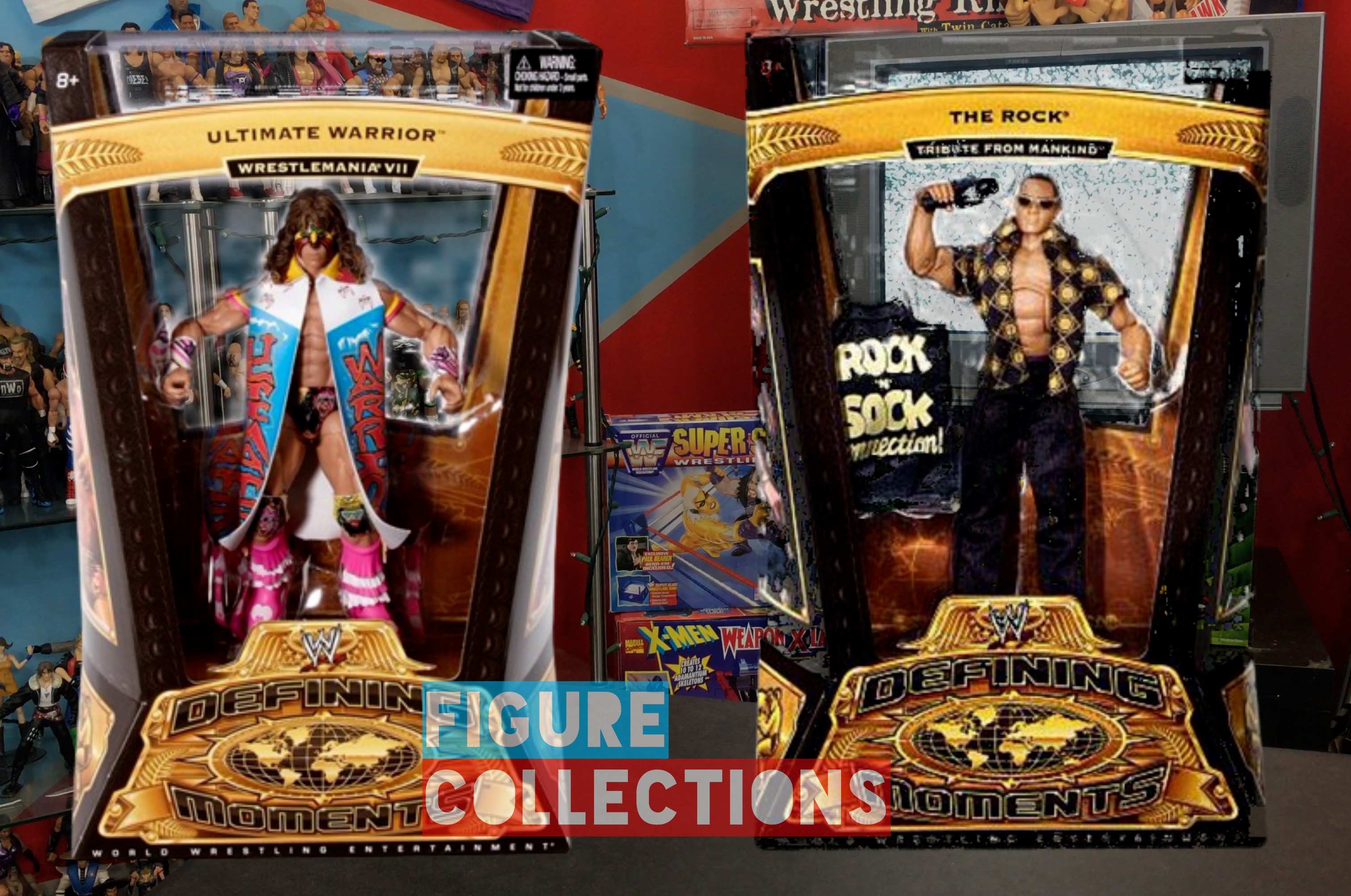 WWE Wrestling Mattel Elite Legends Series 2 The Rock Ultimate Warrior Figures Set Picture Checklist